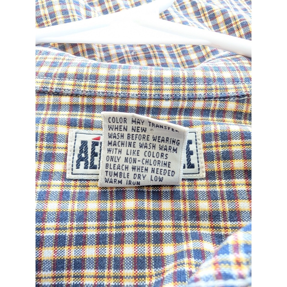 Aeropostale Men's Plaid Cotton Short Sleeve Button-Up Shirt Vintage 90s Y2K - Picture 3 of 6